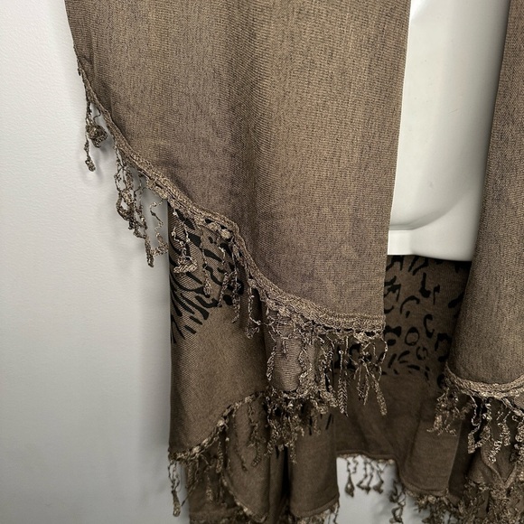 Papillon Vest Animal Print Brown Wrap Shawl Large - Picture 2 of 9